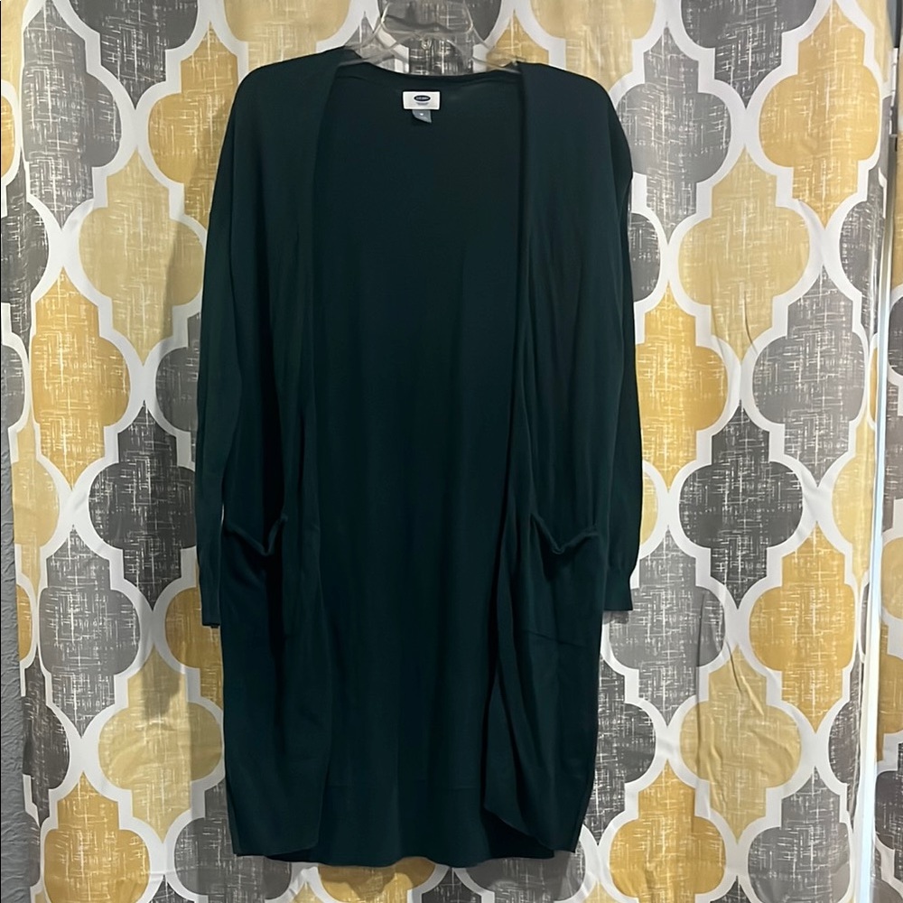 Dark Green Open Front Cardigan